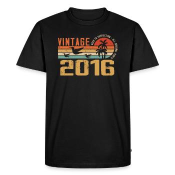 Vintage 2016 Cadeau Anniversaire - Millésime 2016 - T-shirt Premium bio Homme - noir - Devant - Nico (187cm)