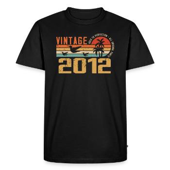 Vintage 2012 Cadeau Anniversaire - Millésime 2012 - T-shirt Premium bio Homme - noir - Devant - Nico (187cm)