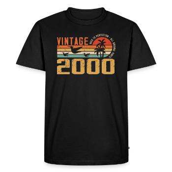 Vintage 2000 Anniversary Gift - Vintage 2000 - Men's Premium Organic T-Shirt - black - Front - Nico (187cm)
