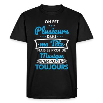 Plusieurs dans tête le Prof de Musique l'emporte - T-shirt Premium bio Homme - noir - Devant - Nico (187cm)