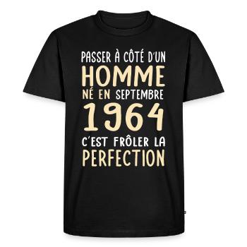60th birthday - Born in September 1964 - Men's Premium Organic T-Shirt - black - Front - Nico (187cm)