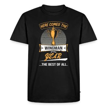 Trophée de l’ailier de l’année - T-shirt Premium bio Homme - noir - Devant - Nico (187cm)