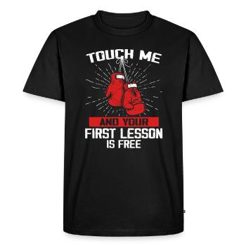 Touch Me et votre première leçon de boxe est gratuite - T-shirt Premium bio Homme - noir - Devant - Nico (187cm)