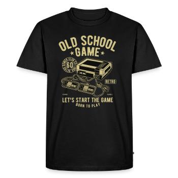 Old School Game - Men's Premium Organic T-Shirt - black - Front - Nico (187cm)