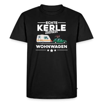 Camping Wohnwagen Kerle ziehen Geschenk Camper - Männer Premium Bio T-Shirt - Schwarz - Vorne - Nico (187cm)