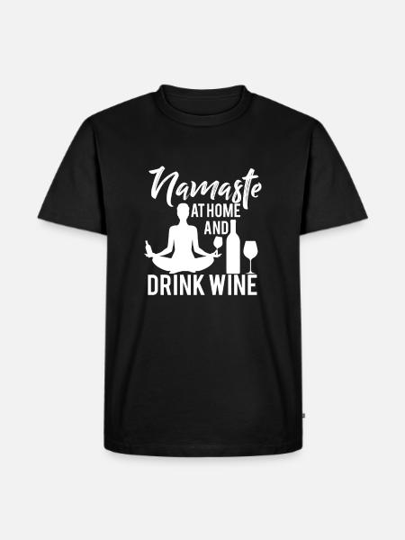 Namaste Yoga Wein - Männer Premium Bio T-Shirt - Schwarz