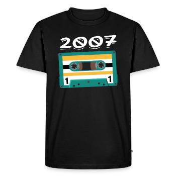 Cassette 2007 Vintage Anniversary 2007 - Men's Premium Organic T-Shirt - black - Front - Nico (187cm)
