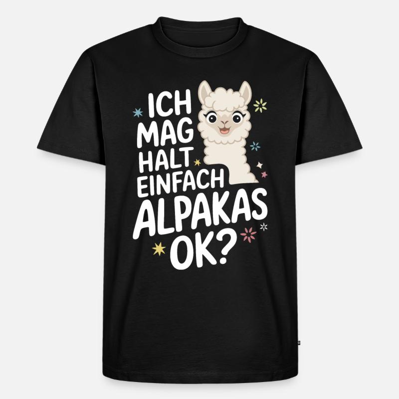 Alpaka Llama - Männer Premium Bio T-Shirt - Schwarz