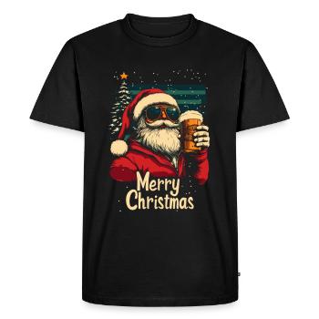 Père Noël avec fête de Noël à la bière - T-shirt Premium bio Homme - noir - Devant - Nico (187cm)