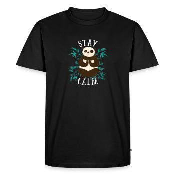 Reste calme Panda - T-shirt Premium bio Homme - noir - Devant - Nico (187cm)