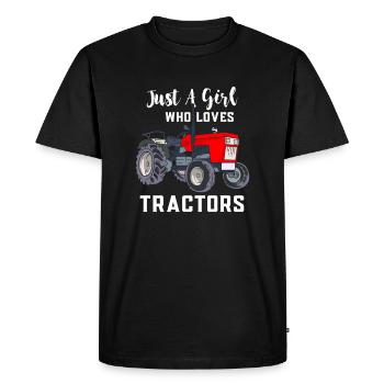 A Girl Who Loves Tractors - Men's Premium Organic T-Shirt - black - Front - Nico (187cm)