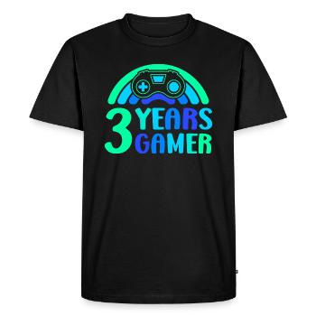 3ème anniversaire garçon 3 ans contrôleur de jeu - T-shirt Premium bio Homme - noir - Devant - Nico (187cm)