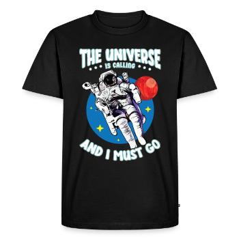 The Universe Is Calling And I Must Go Spaceman - Men's Premium Organic T-Shirt - black - Front - Nico (187cm)