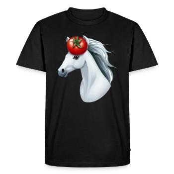 Horse's Head Tomato - Creative Horse & Vegetable Design - Men's Premium Organic T-Shirt - black - Front - Nico (187cm)