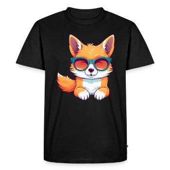Cool Nerd Fox – Relaxed Animal Design - Men's Premium Organic T-Shirt - black - Front - Nico (187cm)