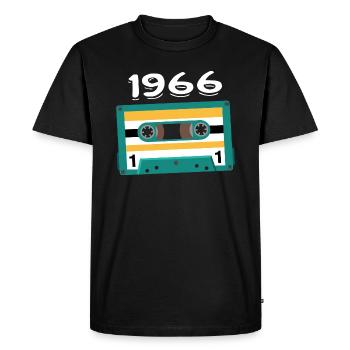 Cassette 1966 Vintage Anniversary 1966 - Men's Premium Organic T-Shirt - black - Front - Nico (187cm)