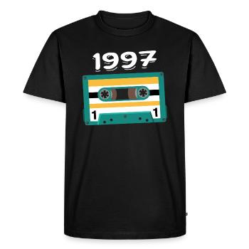 Cassette 1997 Vintage Anniversary 1997 - Men's Premium Organic T-Shirt - black - Front - Nico (187cm)