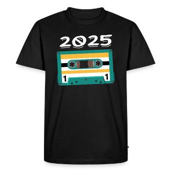 Cassette 2025 Vintage Anniversary 2025 - Men's Premium Organic T-Shirt - black - Front - Nico (187cm)