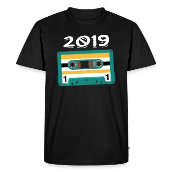 Cassette 2019 Vintage Anniversary 2019 - Men's Premium Organic T-Shirt - black - Front - Nico (187cm)