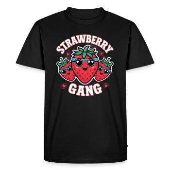 Strawberry Gang - Équipe de cueilleurs de fraises - T-shirt Premium bio Homme - noir - Devant - Nico (187cm)