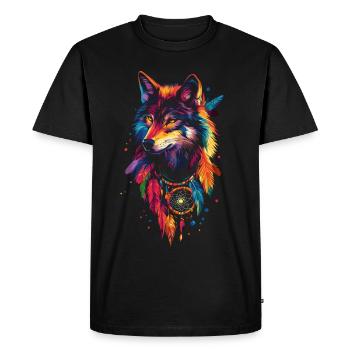 Wolf Dream Catcher - Men's Premium Organic T-Shirt - black - Front - Nico (187cm)