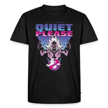 SOS Fantômes Silence, S'il Cous Plaît ! Néon - T-shirt Premium bio Homme - noir - Devant - Nico (187cm)