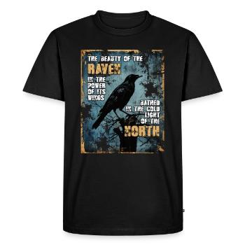 Raven – Odin's mythological black bird - Men's Premium Organic T-Shirt - black - Front - Nico (187cm)