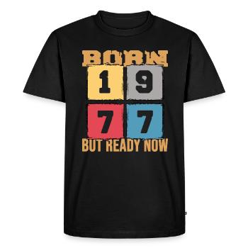 1977 anniversaire 45 ans 45e anniversaire fête rétro - T-shirt Premium bio Homme - noir - Devant - Nico (187cm)