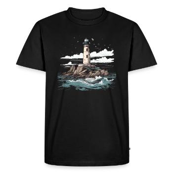 Phare Côte Mer Mer Océan Mer Baltique Mer du Nord - T-shirt Premium bio Homme - noir - Devant - Nico (187cm)