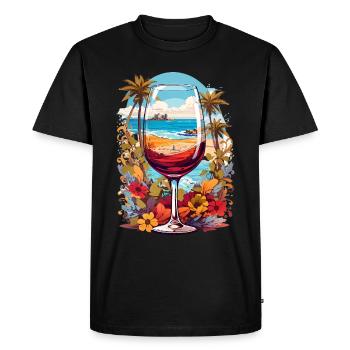 Verre de vin de plage - T-shirt Premium bio Homme - noir - Devant - Nico (187cm)