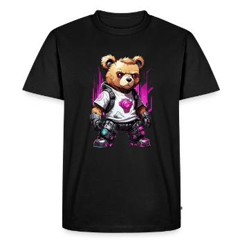Cyberpunk Teddy Bear Robot - Men's Premium Organic T-Shirt - black - Front - Nico (187cm)
