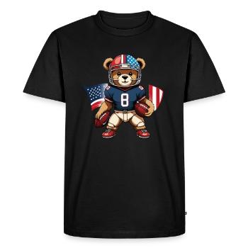 Football américain ours en peluche quart-arrière - T-shirt Premium bio Homme - noir - Devant - Nico (187cm)