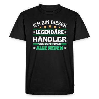 Je suis ce marchand légendaire - T-shirt Premium bio Homme - noir - Devant - Nico (187cm)