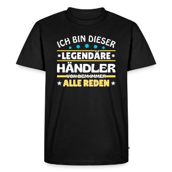 Je suis ce marchand légendaire - T-shirt Premium bio Homme - noir - Devant - Nico (187cm)