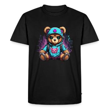 Cyberpunk Teddy Bear Robot - Men's Premium Organic T-Shirt - black - Front - Nico (187cm)