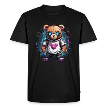 Cyberpunk Teddy Bear Robot - Men's Premium Organic T-Shirt - black - Front - Nico (187cm)