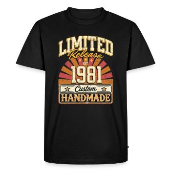 Limité 1981 drôle dictons cadeau anniversaire - T-shirt Premium bio Homme - noir - Devant - Nico (187cm)
