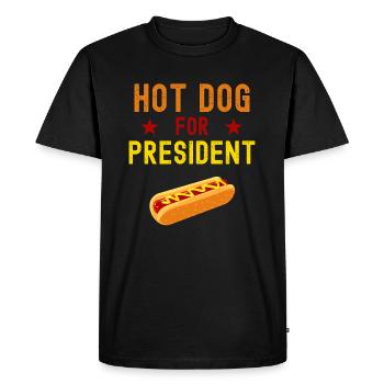 HotDog for president - Fast Food Love - Men's Premium Organic T-Shirt - black - Front - Nico (187cm)