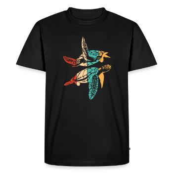 Tortue d’eau rétro tortue géante - T-shirt Premium bio Homme - noir - Devant - Nico (187cm)