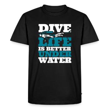 La vie de plongée est meilleure sous les palmes de plongée sous l’eau - T-shirt Premium bio Homme - noir - Devant - Nico (187cm)