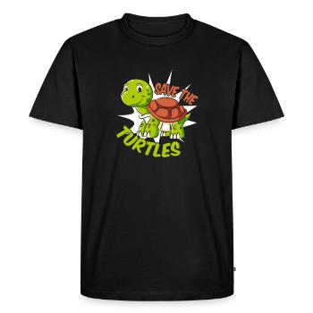 Save The Turtles Giant Tortoise Turtle - Men's Premium Organic T-Shirt - black - Front - Nico (187cm)