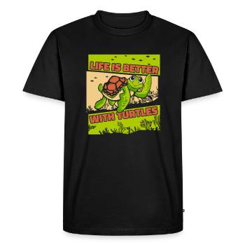 Life is better with turtles aquatic turtle - Men's Premium Organic T-Shirt - black - Front - Nico (187cm)