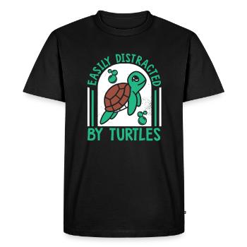Easily Distracted By Turtles Aquatic Turtle - Men's Premium Organic T-Shirt - black - Front - Nico (187cm)