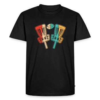 Retro Basket Disc Golfer Frisbee Golf - T-shirt Premium bio Homme - noir - Devant - Nico (187cm)