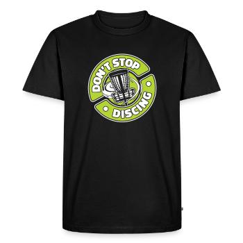N’arrêtez pas de discing Disc Golfer Frisbee Golf - T-shirt Premium bio Homme - noir - Devant - Nico (187cm)