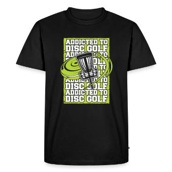 Accro au Disc Golf Disc Golfer Frisbee Golf - T-shirt Premium bio Homme - noir - Devant - Nico (187cm)