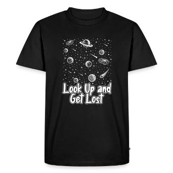 Levez les yeux et perdez-vous Astronomie Photographe Cosmologiste - T-shirt Premium bio Homme - noir - Devant - Nico (187cm)