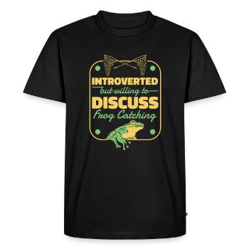 Introverti mais prêt à discuter de la capture de grenouilles - T-shirt Premium bio Homme - noir - Devant - Nico (187cm)