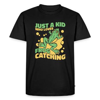 Juste un enfant qui aime attraper des grenouilles - T-shirt Premium bio Homme - noir - Devant - Nico (187cm)