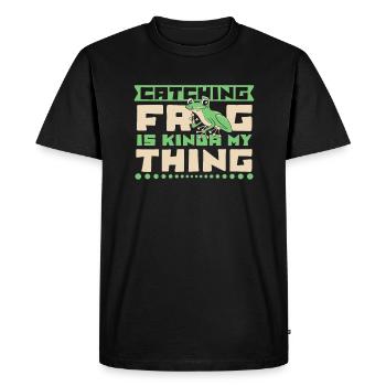 Attraper une grenouille est un peu mon truc Grenouille crapaud - T-shirt Premium bio Homme - noir - Devant - Nico (187cm)
